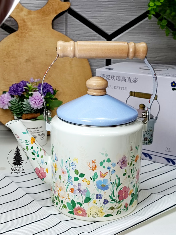 کتری لعابی طرح گل