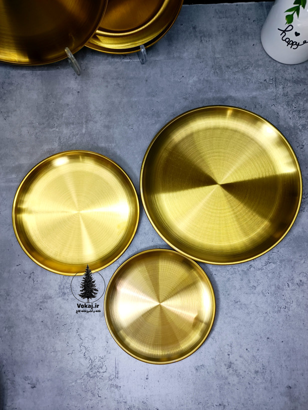 بشقاب استیل طلایی