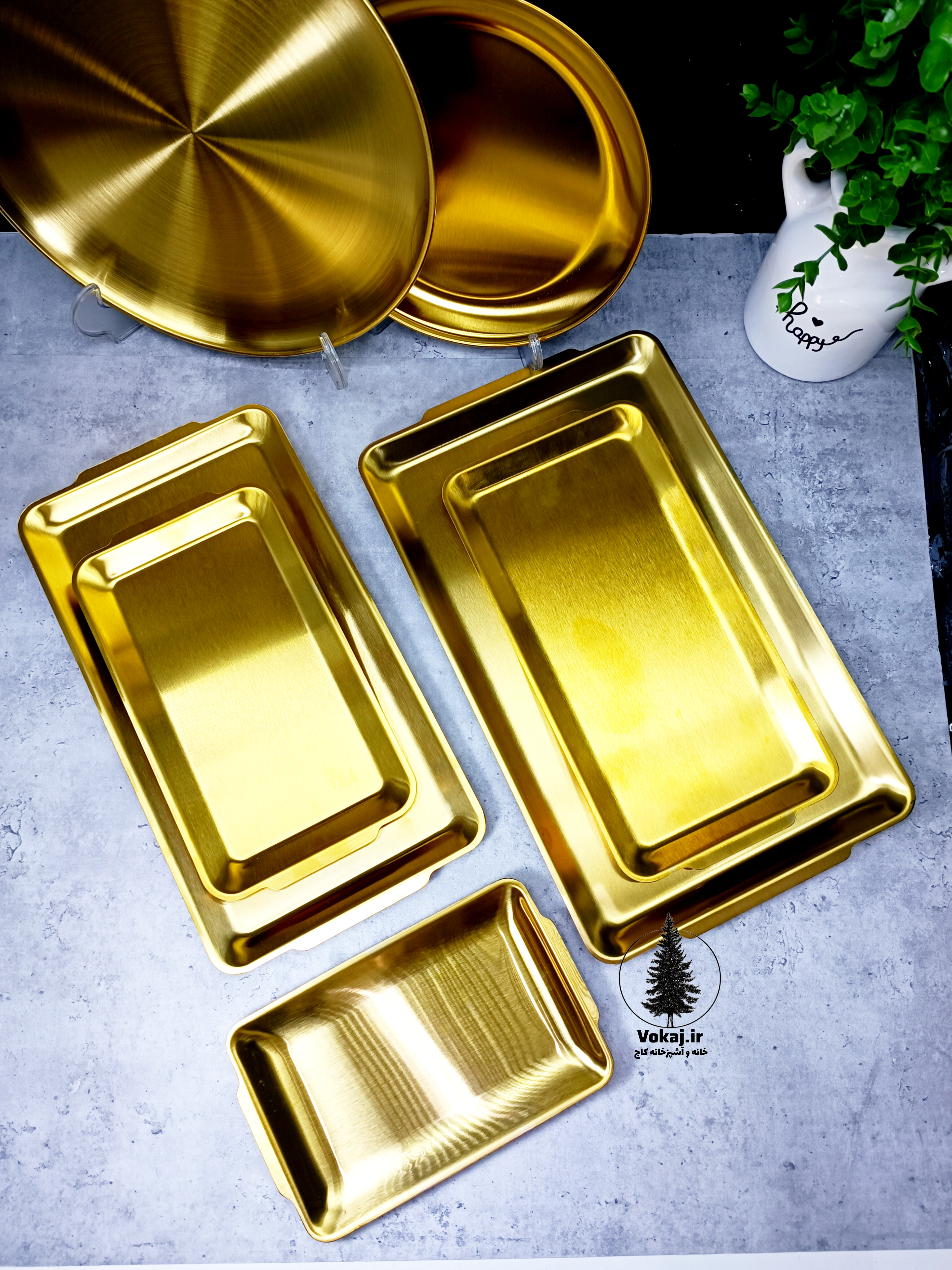 سینی استیل طلایی